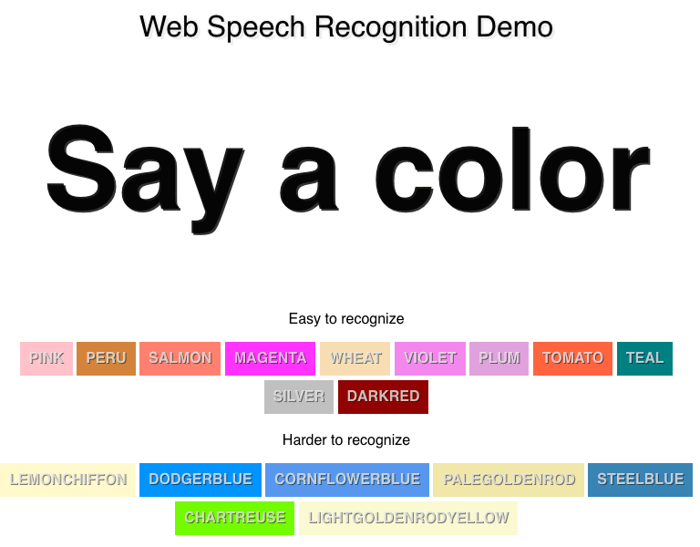 Image of Web Speech Recognition Demo page